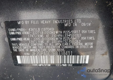 2014 Subaru Xv Crosstrek 2.0I Limited z USA, uszkodzony, nr VIN JF2GPAGC7E8338411